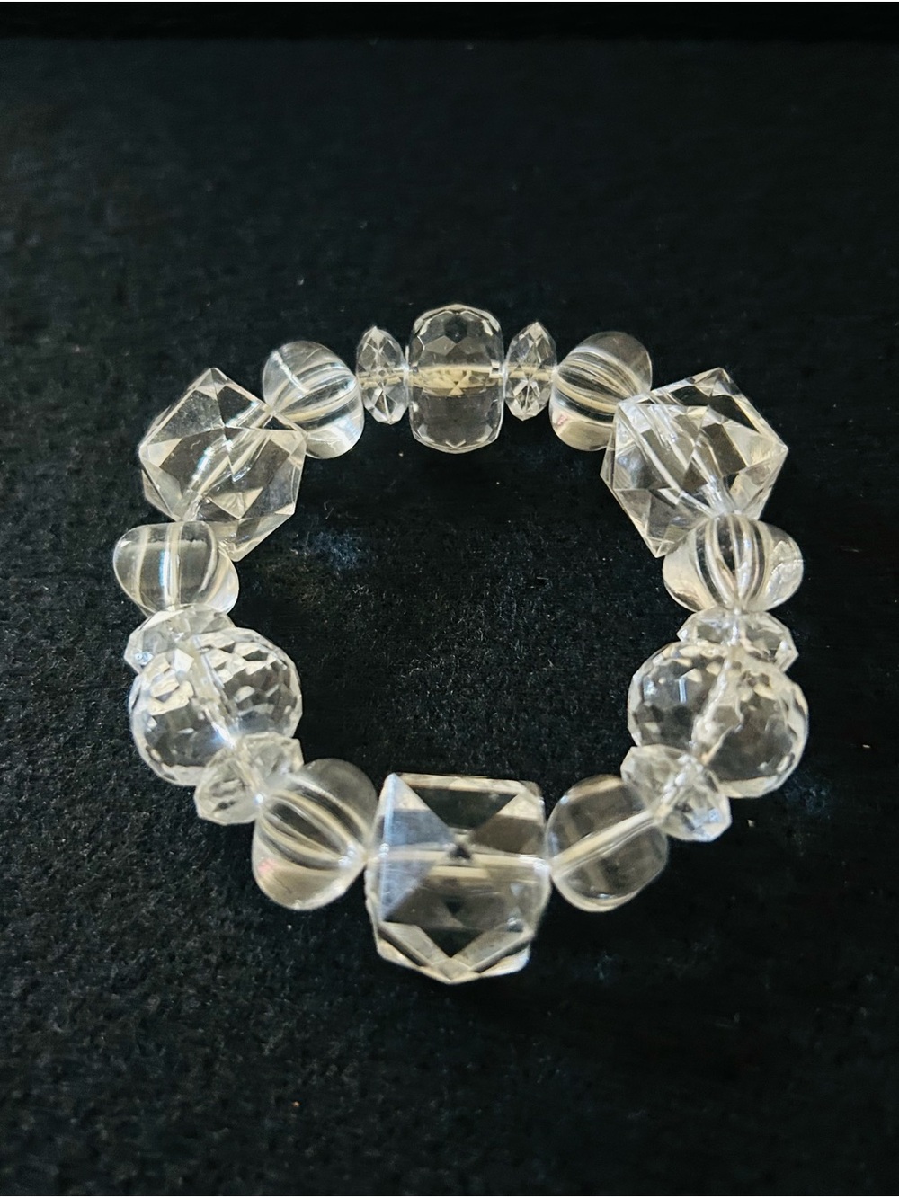 Crystal Clear Beaded Stretch Bracelet - Transparent
